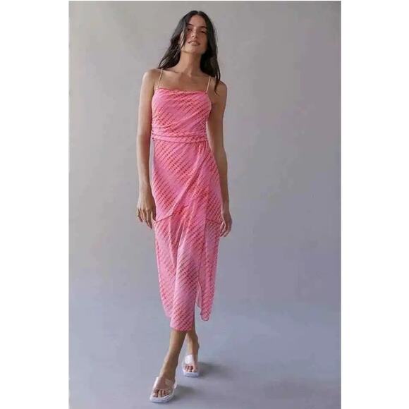 Urban Outfitters Dresses & Skirts - Urban Outfitters Dress Y2K Pink Wild Side Draped Feminine Strappy Midi Med Boho